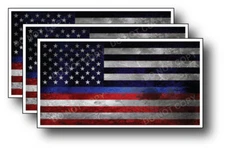 3x Police Officer American Flag Thin Blue Line decal sticker Blue Lives Matter