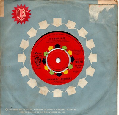 Everly Brothers:It's been nice/I'm afraid:UK Warner Bros:1963