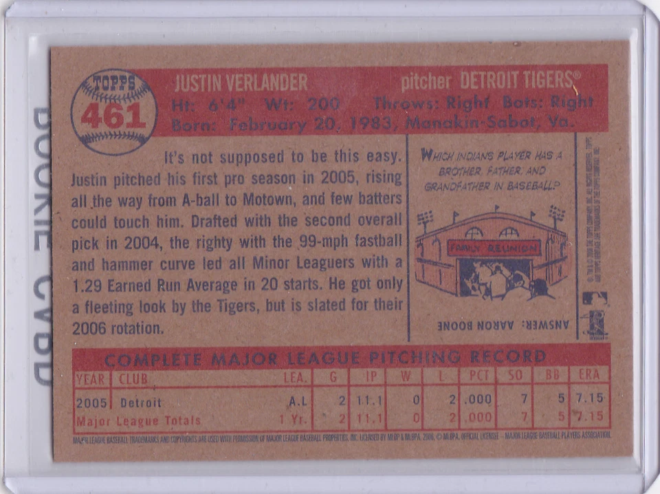 JUSTIN VERLANDER ROOKIE CARD 2006 Topps Heritage Baseball RC Tigers Astros! - Image 2 of 2