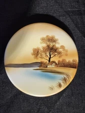 VTG Noritake Japan Hand Painted Tea Tile Trivet Tree In The Meadow 6" Round VGC