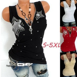 Blusas para mujeres Moda Elegante Blusa De Verano cuello en V Camisa de  Moda Ropa | eBay