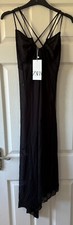 BNWT Strappy Black ZARA Sheer Mesh/Tulle Long Midi Dress M 10/12