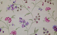 MAGNOLIA HOME VIENNA BLOSSOM PINK FLORAL BASKETWEAVE LINEN FABRIC BY THE YARD