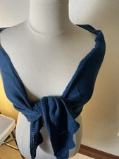 Fashion BLUE Solid Color Shawl Causal Keep Warm Poncho Knitting Cotton Scarf