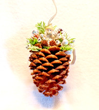 Vintage Decorative Handmade Extra Large Pinecone Christmas Ornament 8" Tall H