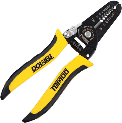 VANJOIN Wire Stripper Pliers – 6.5 Inch, 10-22 AWG, Multi-Function With Spring Return & Safety Lock, Orange PVC Handle