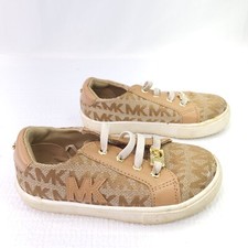 Michael Kors MK Oake 2 Tan Signature Print Slip On Baby Shoes Infant Girl Size 8