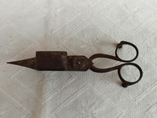 ANTICO XIX secolo ATTREZZO FORBICE SPEGNI-CANDELA STOPPINO IN FERRO A MOLLA