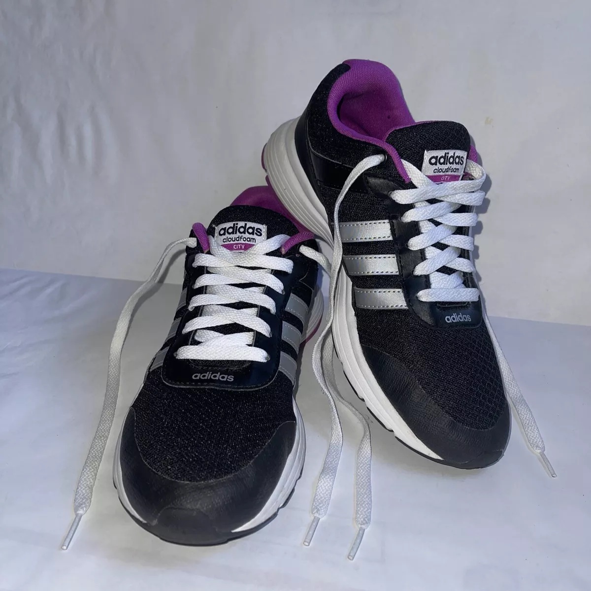 Adidas City Running Womens US Size 8 Black White Purple AQ1524 | eBay