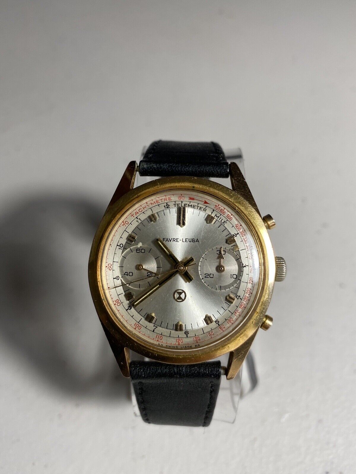 RARE 1960s Vintage FAVRE LEUBA Valjoux 23 Movement Chronograph Watch FOR REPAIR