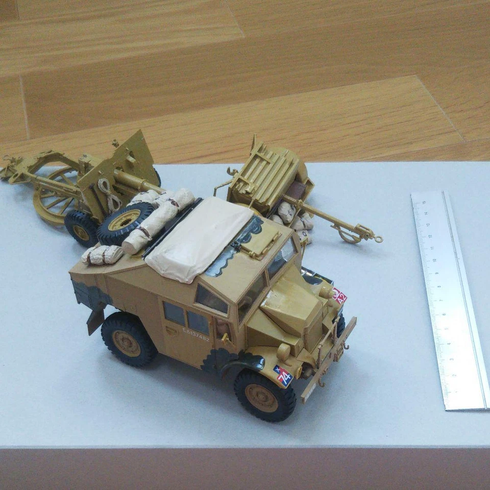 Costruito e dipinto Tamiya 1/35 British 25 PDR Field Gun e trattore Quad gun - Immagine 4 di 4