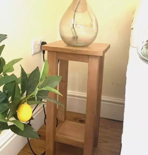 Tall oak plant table deals