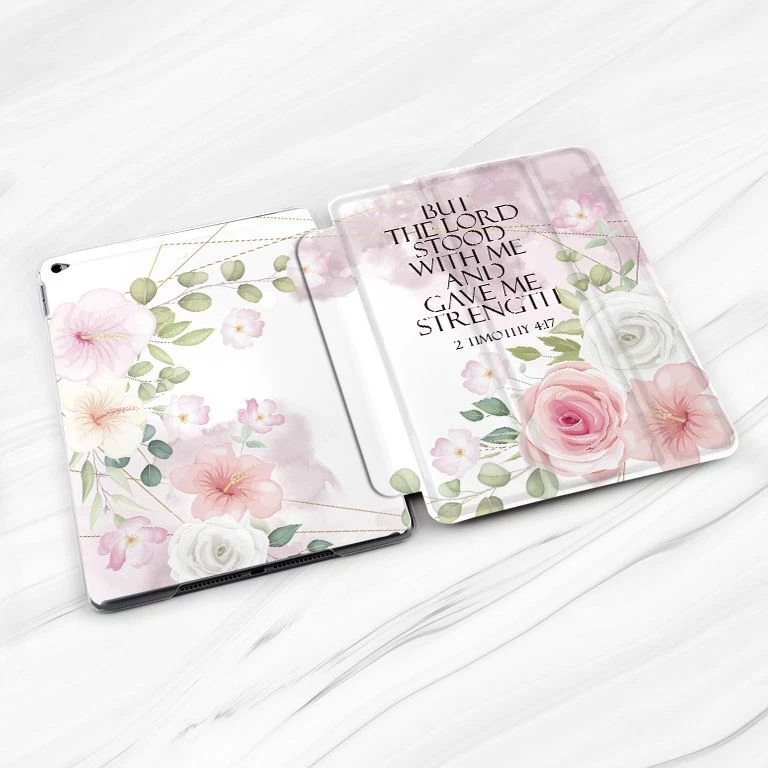 Flowers Bible Quote Christian Case For iPad 10.2 Air 3 4 5 Pro 9.7 11 12.9 Mini - Image 2 of 4