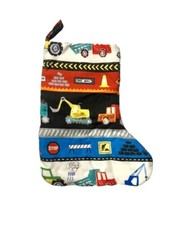 Construction Equipment Vehicles Christmas Stocking Handmade 8.5  