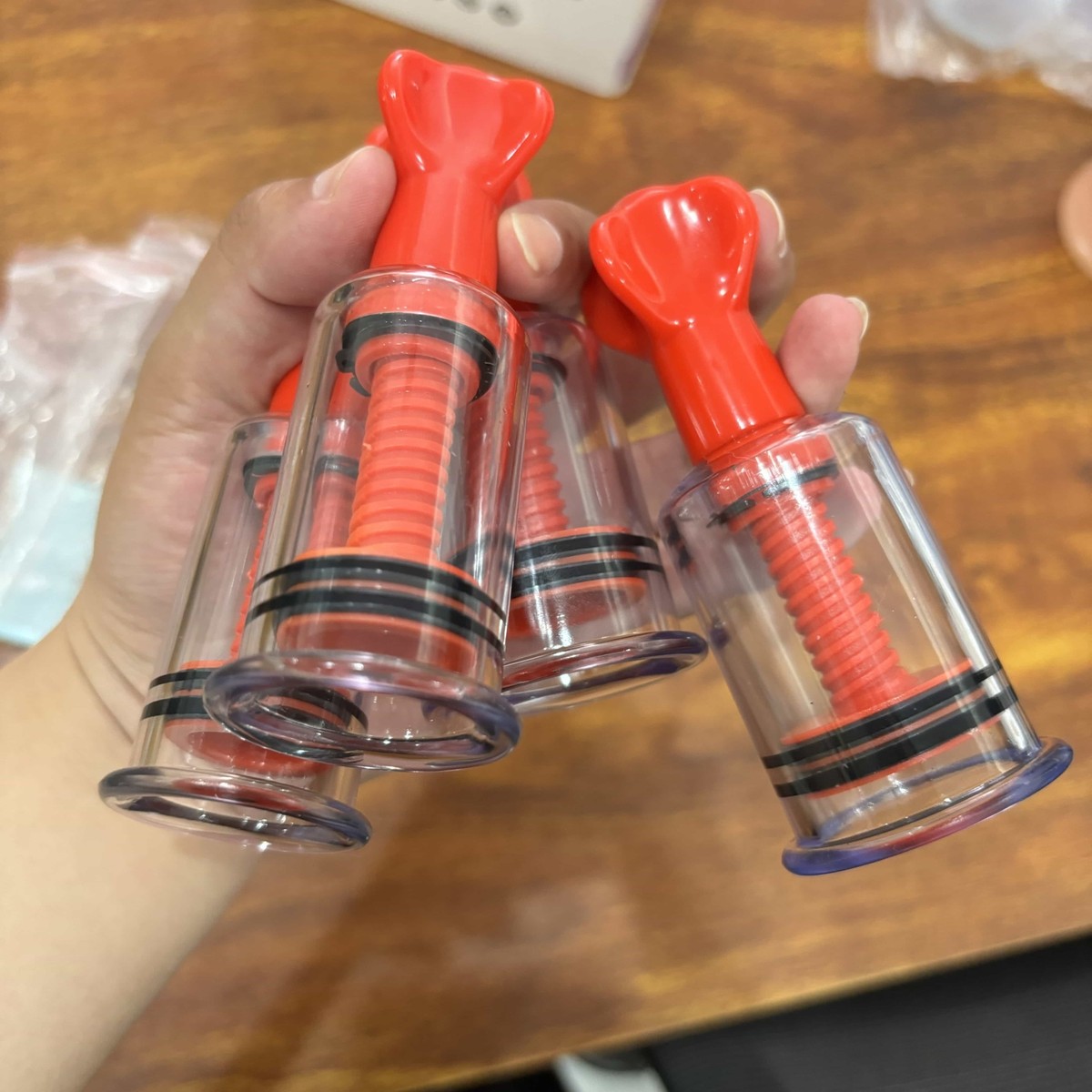 2-Size Drehgriff Vakuum Kann Saugverstärker Schröpfen Cup Nippelklemmen Bondage