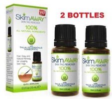 X2 Skim Away saniskin, quita verrugas, Sani Skin, removedor de escamas, etiqueta away