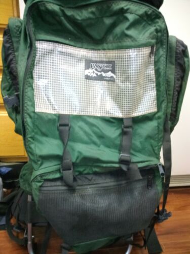Vintage Jansport External Frame Backpack Hip Wings Hiking Camping Leather - Picture 3 of 8
