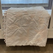 Restoration Hardware Botanica Embroidered Toddler Quilt Crib Pom Pom Tiny Flaws
