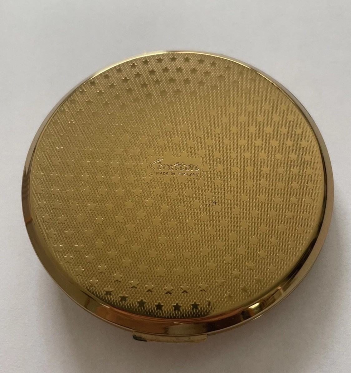 NEW Stratton Gold Compact Lucky Billiken Crystals Enamel 3" w/Pouch & Box