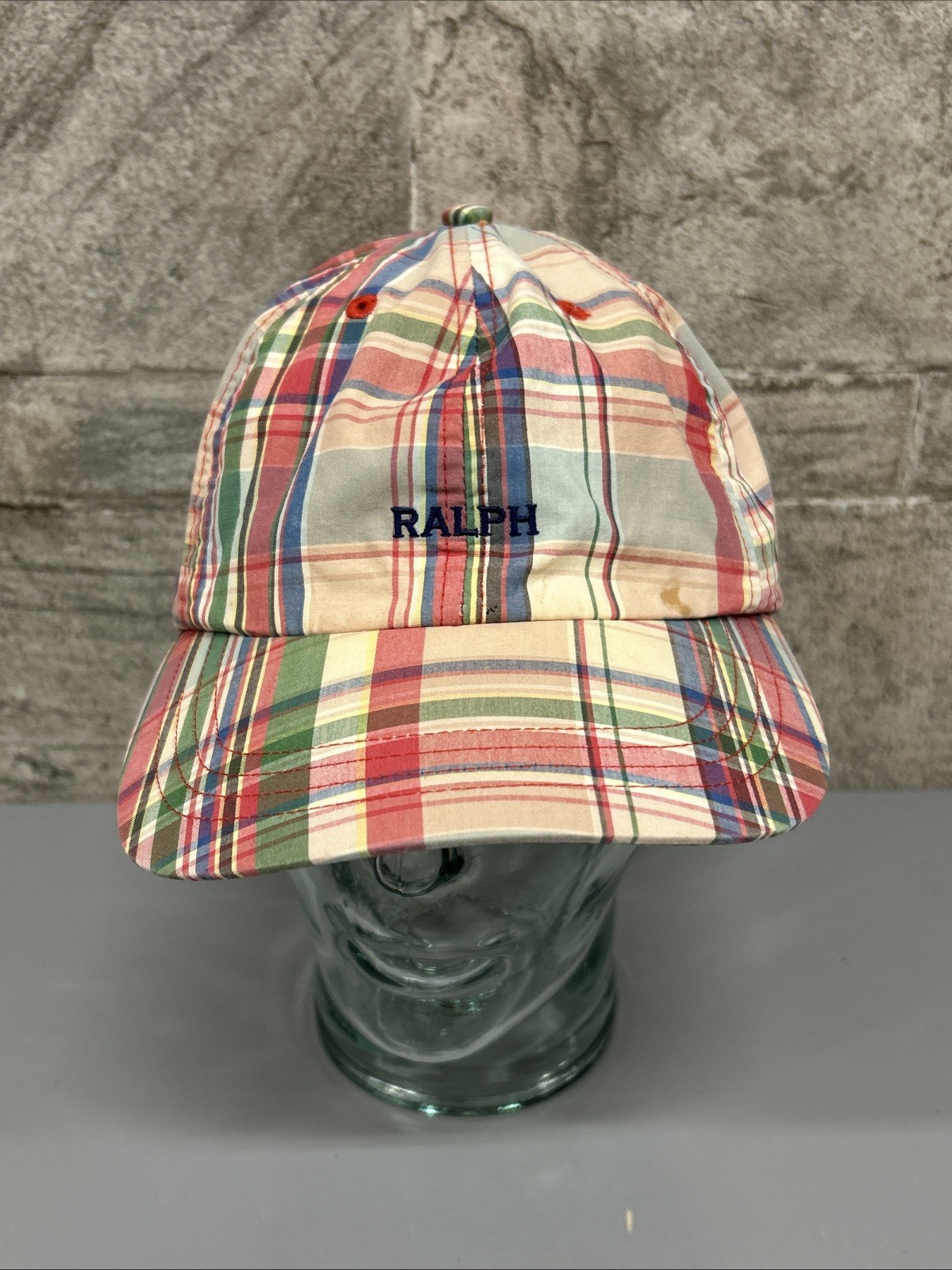 Ralph Lauren Vintage 90s Madras Plaid Spellout Hat Country Sport Polo RL