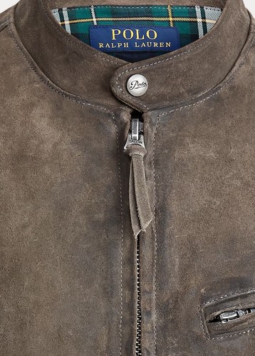 Vintage Men's Suede Cafe Racer Jacket by Ralph Lauren - Grey - Picture 5 of 8