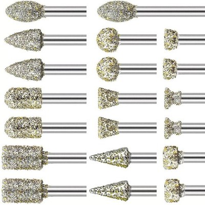 20*Diamond Grinding Burr Drill Bits Tool For Glass Engraving Cutting Polishing