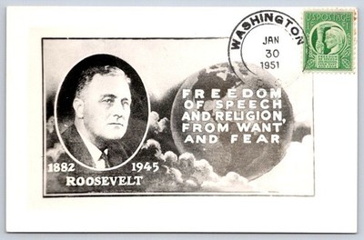 Franklin D Roosevelt Four Freedoms Memorial Portrait 1951