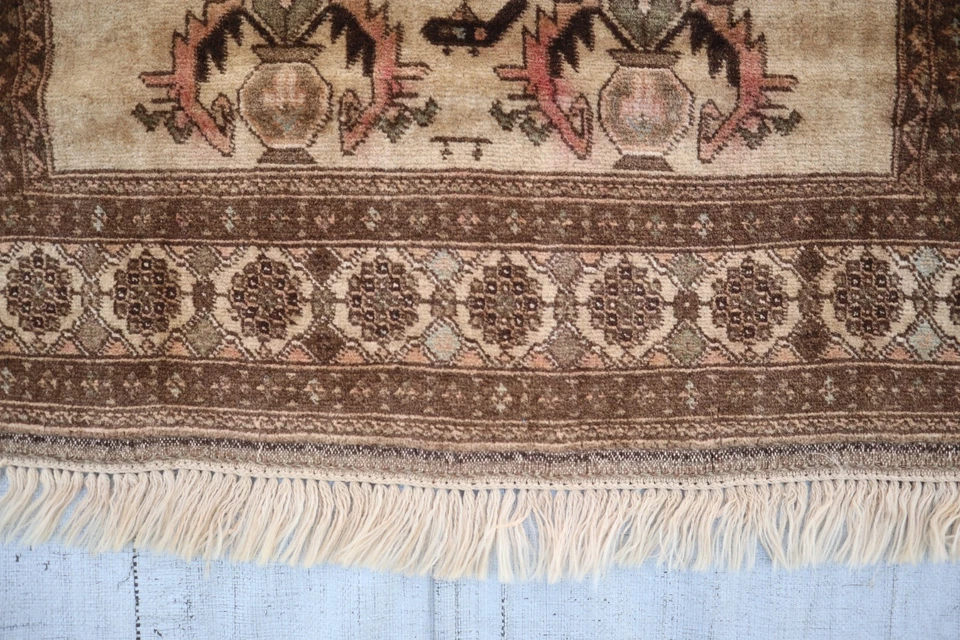 3'2x4'7 ft Brown Beige Terracotta Handmade Caucasian Rug- Entryway Rug, Kids Rug - Image 4 of 4