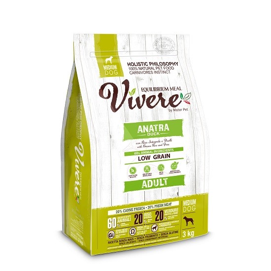Cibo Cane Vivere Medium Adult Anatra 3kg - Ricetta Olistica