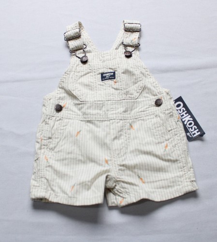 OshKosh B'gosh Baby Boy's Carrot Printed Overalls JL3 Cream Size 3 Months NWT