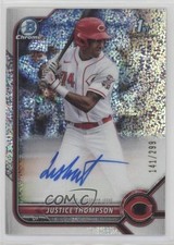 2022 Bowman Chrome Prospect Speckle Refractor 141/299 Justice Thompson Auto dt9