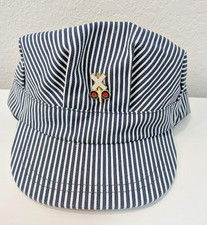 Youth Train Conductor SnapBack, Railroad Pin, Blue Striped Cap, Made In USA