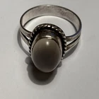 Vintage Sterling Silver 925 Cabochon Ring Moonstone Style Size N/O