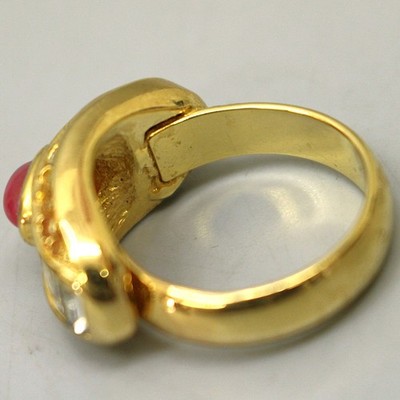 Christian Dior Vintage Rhinestone Gorgeous Ring, Red, Transparent