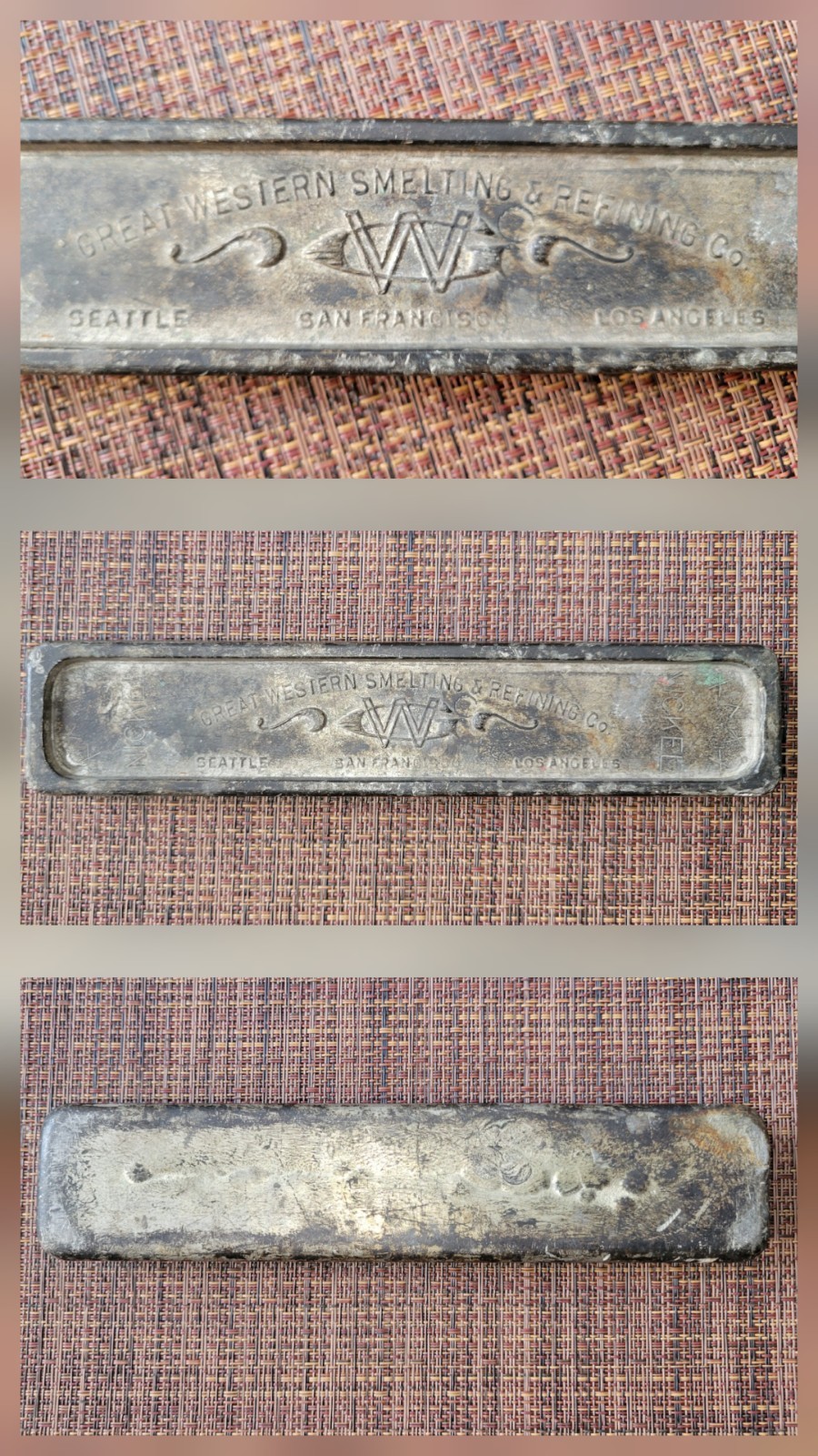 Antique Great Western Smelting & Refining Nickel INGOT 3 Pounds 2 Ounces XXXX