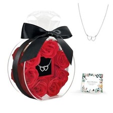 Rose Necklace Gift Box for Her, Romantic Perfume Bottle Rose Box with Art Deco
