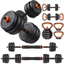 Adjustable Dumbbells, 20/30/40/50/60/70/90lbs Free Weight Set with Connector, 4