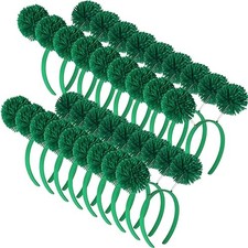 18 Pcs Pom Pom Headband for Women Head Bopper Wrapped Headband Birthday Green