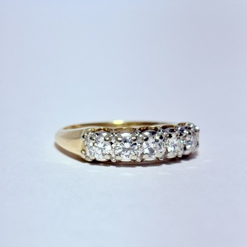 Vintage Gran & Co. 14K Two Tone Gold 0.30ctw 5-Stone Diamond Size 6.75 Ring 3.1g - Picture 2 of 9