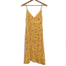 Amanda Uprichard Amory Sleeveless Floral Print Yellow Side Slit Midi Dress M