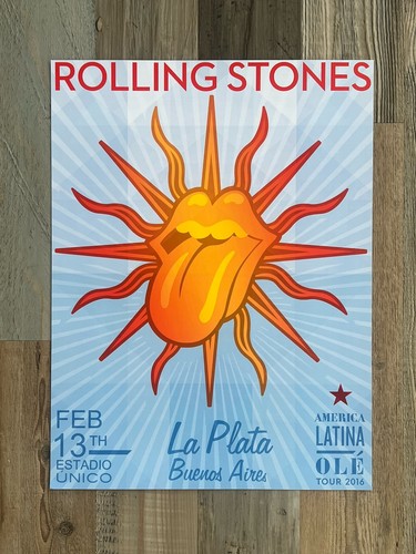 Rolling Stones Lithograph, 2016 Tour Poster, La Plata Buenos Aires Argentina Art - Picture 1 of 4