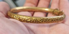 Antique Victorian 9ct Rolled Gold Engraved Hinged Bangle Thomas Hopwood T+H