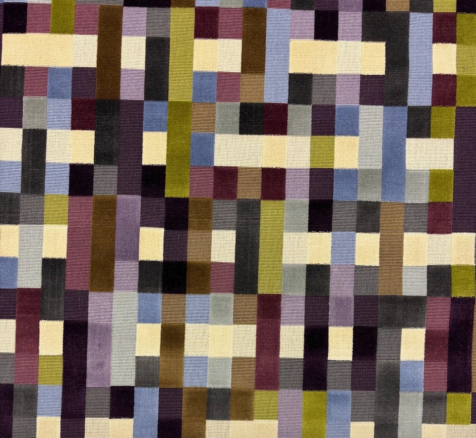 DESIGNER ABSTRACT MOMENT PURPLE GEOMETRIC VELVET EXCLUSIVE FABRIC 3 YARDS 25"W - Image 4 of 4