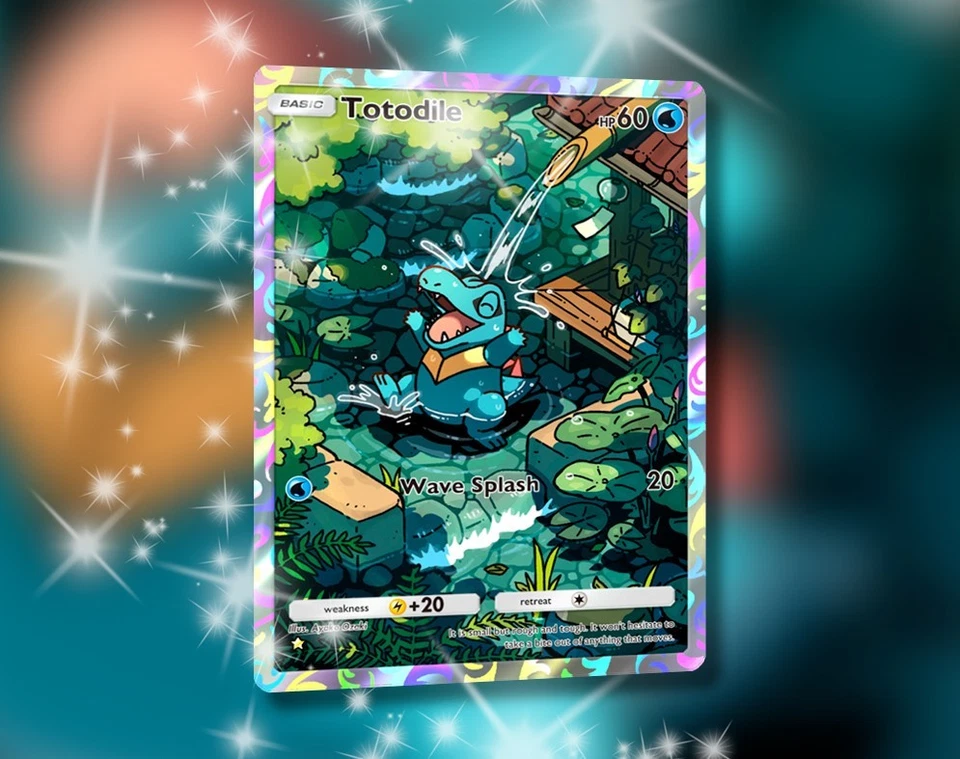 Totodile / Karnimani | Stars Holo Full Art | Pokémon TCG Pocket Custom Fan Karte - Bild 3 von 3