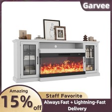 3-Sided Glass 75" Fireplace TV Stand Adjustable LED Flame Living Room Decor