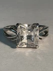 Beautiful Vintage Sterling Silver Ring /Square Cut /Cubic Zirconia /Size 8