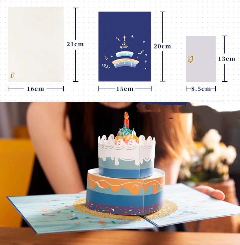 Tarjeta de Feliz Cumpleaños 3D Pop Up Tarjeta de Felicitación Única con Sobre Púrpura Foto 3 de 4