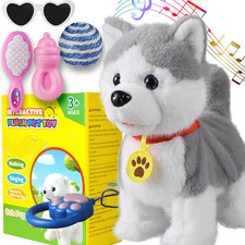 Husky Walking Barking Dog for Kids Interactive Musical Puppy Robot Repeats What