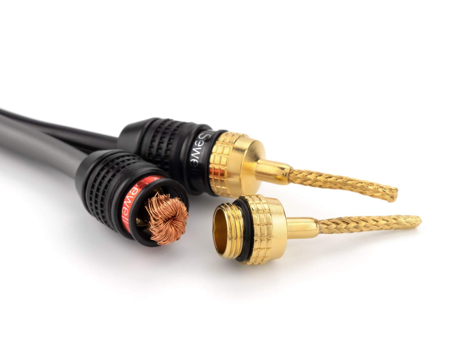 Deadbolt Flex Pin Banana Plugs for Spring Loaded Speaker Terminals, 6 Pairs G...