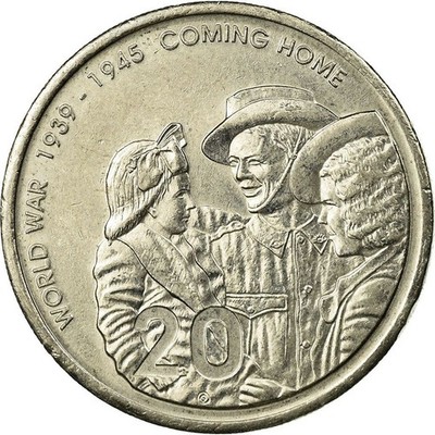 Australia | 20 Cents Coin | Anniversary of World War II | Km:745